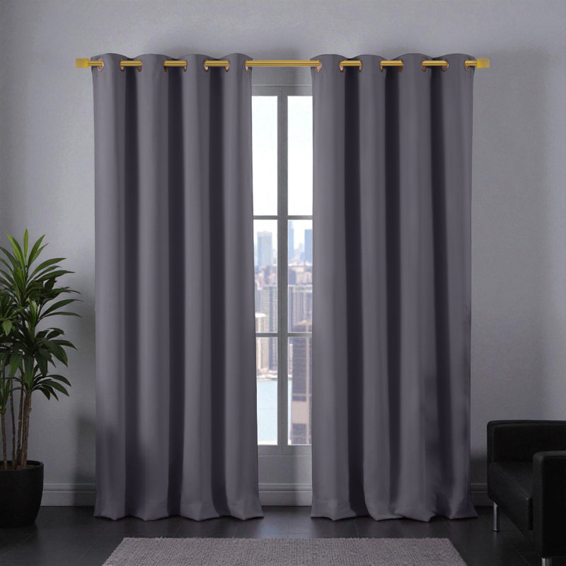 Tringle à rideaux simple réglable 1 po Audrinah, H 1,5 po x l 84 po x P 1,5 po, Or