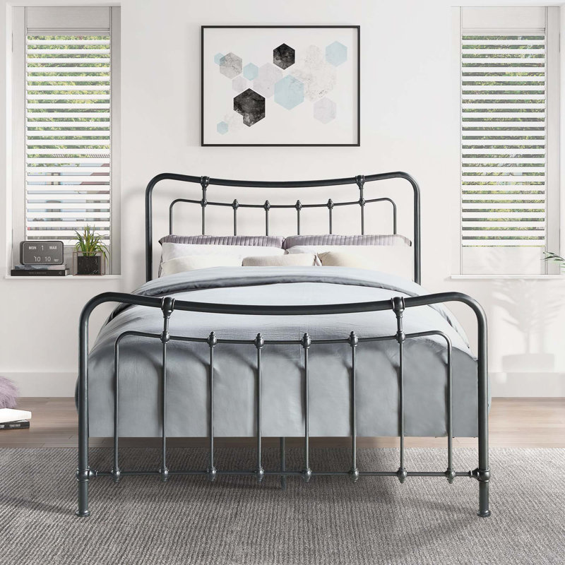Lit plateforme en acier inoxydable avec structure en métal, assemblage facile et conception moderne pour la chambre à coucher