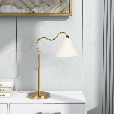 Bonnay Table Lamp with Gold Brass Curved Base