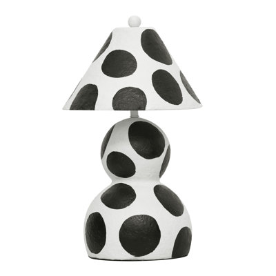 Black and White Papier Mache Table Lamp