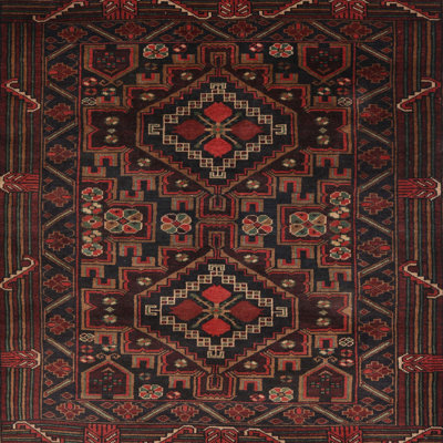 Tapis traditionnel mehroon/noir/crème