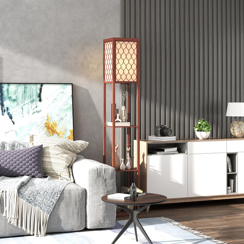 160cm Melamine Faced Column Floor Lamp, Brown