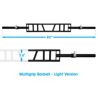 Yes4All Multi Grip Barbell - barre suisse, barre américaine avec 2 colliers, convient aux plateaux de poids olympiques - gymnastique commerciale et à domicile, soutien, levage et boucles