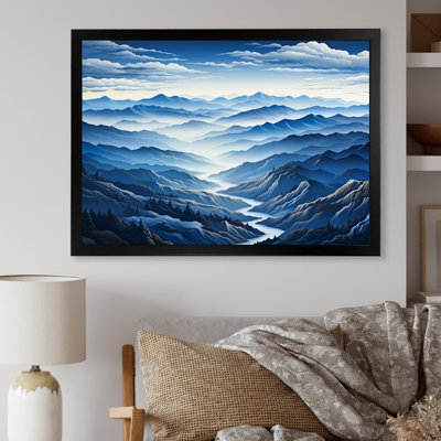 Blue And White Mountain Majesty Panorama III - Landscape Mountains Wall Art