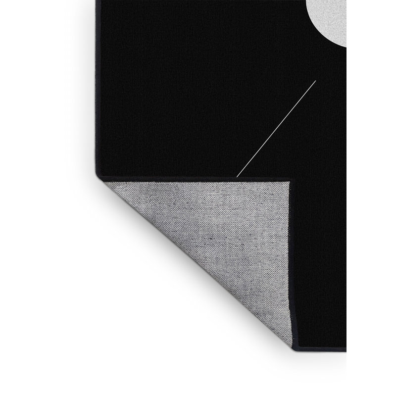 Machine Washable Oscor Binary Star System Minimalist Geometric Rug in Black – Black Binding, 6x9