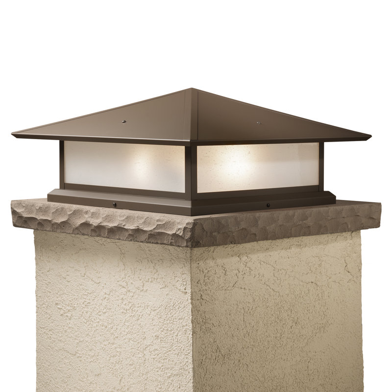 Abston Stained Glass Pier Mount Light, Frosted Seedy, Powder Coat Bronze, 9.5" H x 17" W x 17" D