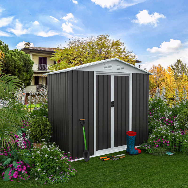Outdoor Storage Sheds 6Ftx4ft Apex Roof, Gray