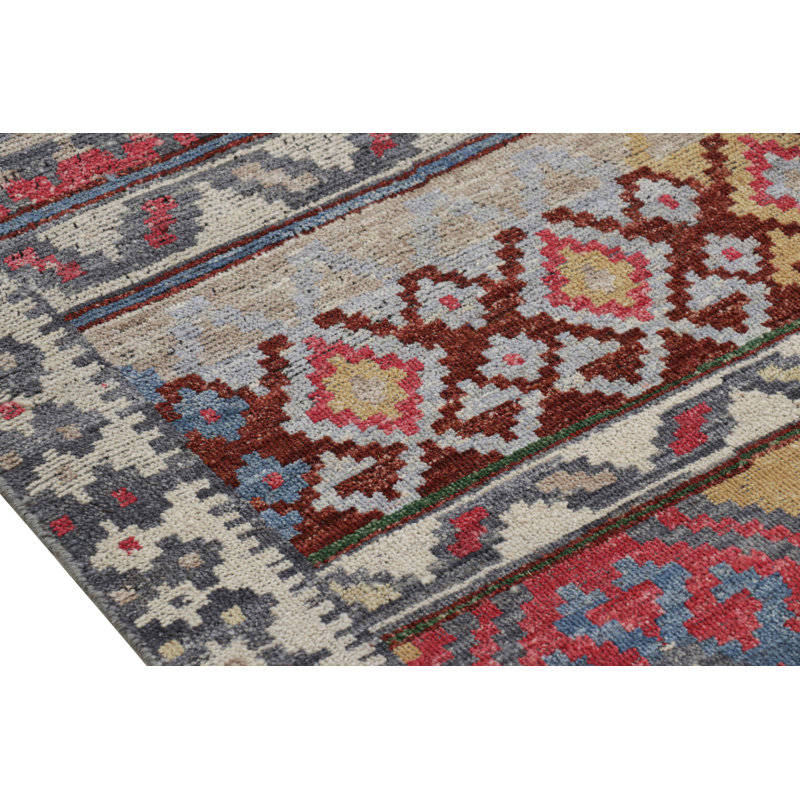 Burano Hand Knotted Wool Geometric Area Rug, Rectangle 10' x 14'