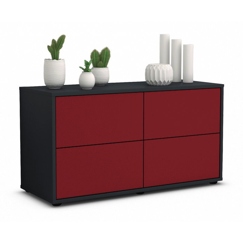 Hassan 92 cm W Chest of Drawers, Black/Red