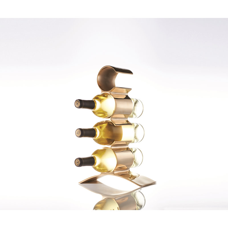 Munich 4 Bottle Tabletop Wine Bottle Rack, Gold