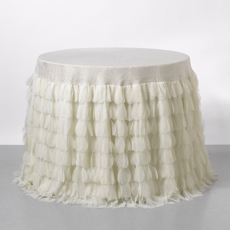 Kyesha Ivory Shimmer Tablecloth, 60" Round (122"D)
