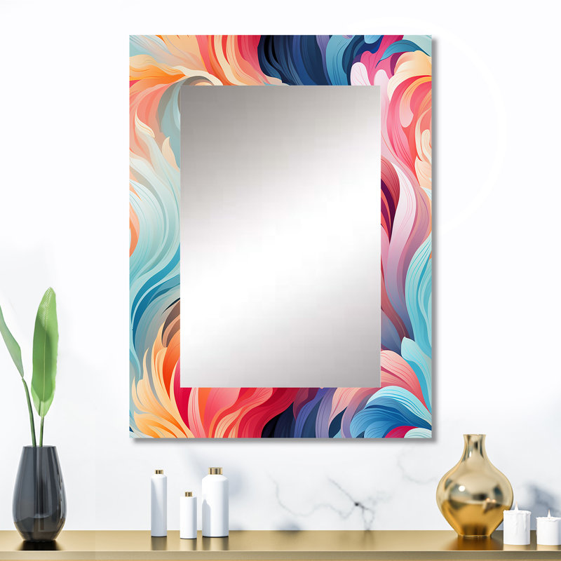 Helladius - Abstract Decorative Mirror On Metal, 32 po x 24 po