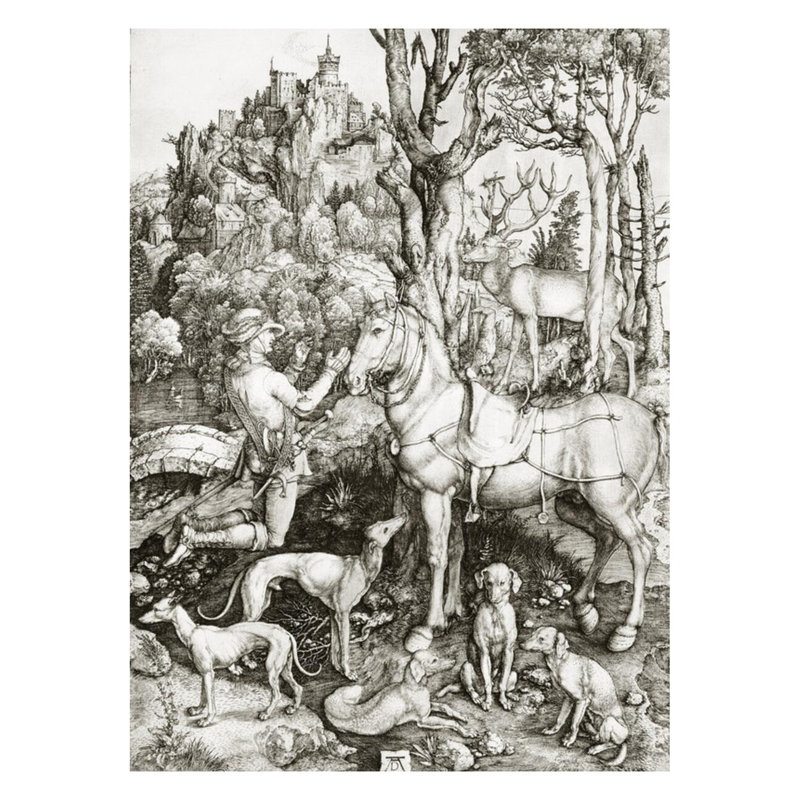 «Saint Eustace» par Albrecht Dürer - Estampe numérique, H 28 po x l 22 po