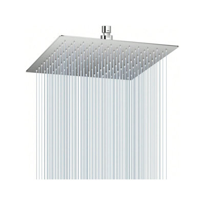 Brushed Nickel 12-Inch Large Square Shower Head, High Pressure Stainless Steel Rainfall Shower Head, Ultra-Thin Bath Shower, 1/2-Inch Connection