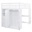 Lit mezzanine blanc avec bureau, garde-robe, étagères et tiroirs - Chambre moderne avec tablettes pleine grandeur-477527983