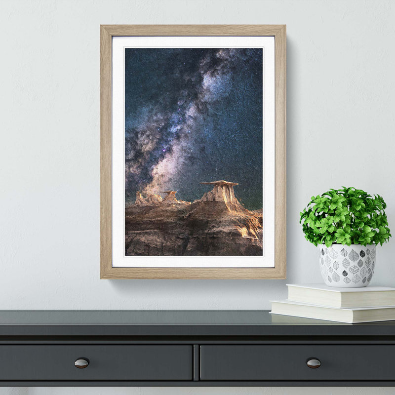 Starlight over Desert Rocks - Framed Print, Oak Framed, 36cm H x 27cm W x 2cm D
