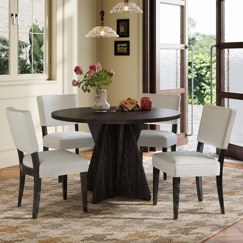 5-Piece Round Dining Table Set For 4, Espresso