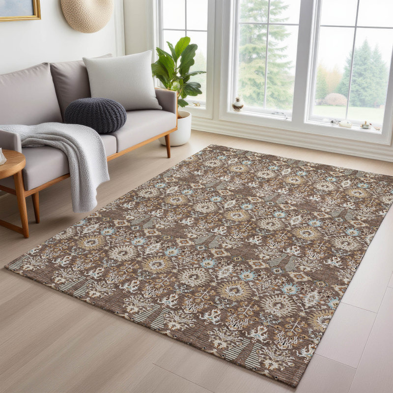 Machine Washable Indoor/Outdoor Gursevak ACN2251 Global Rug, Rectangle 9' x 12'