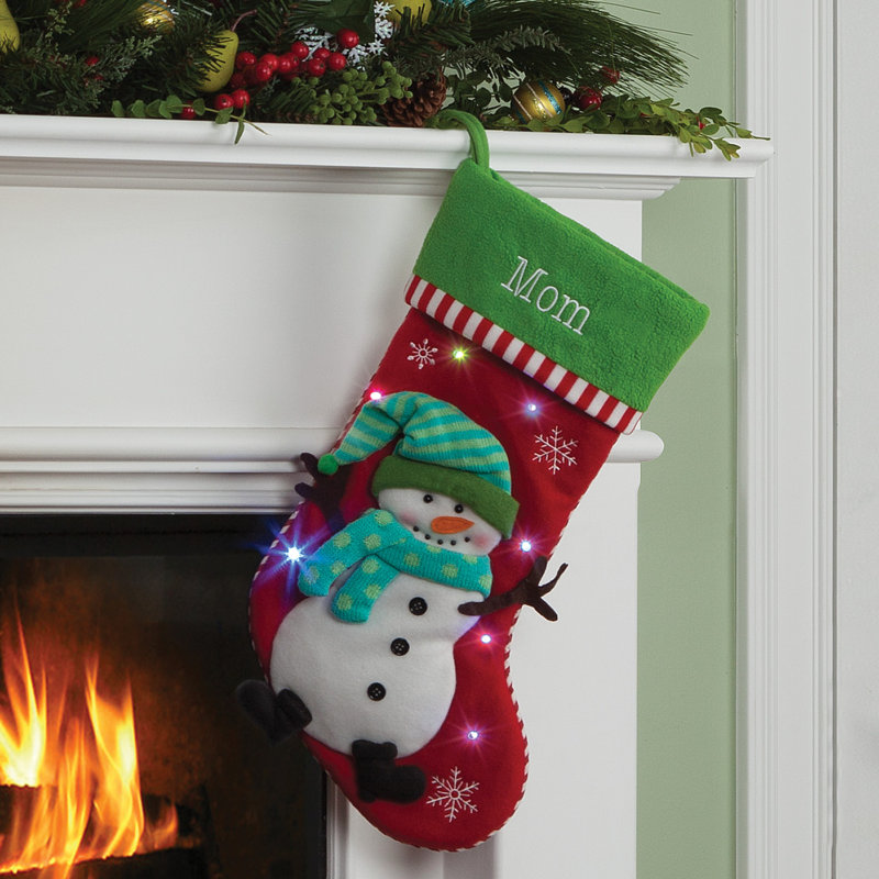 Bas de Noël à DEL personnalisable Bonhomme de neige