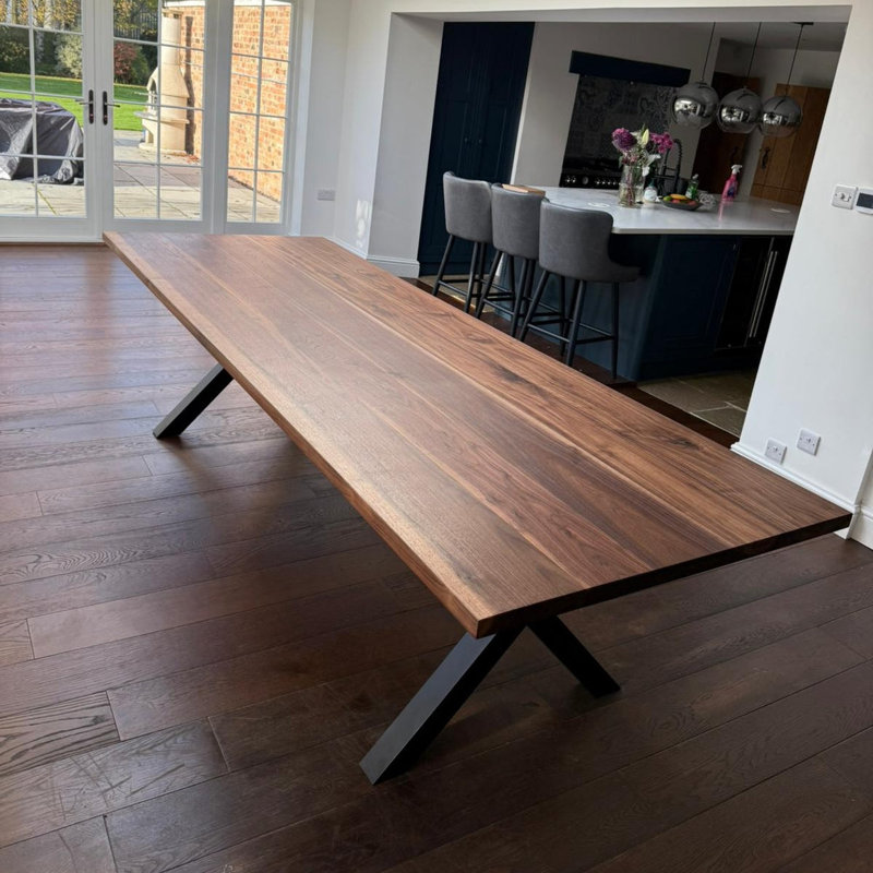 Solid Walnut Dining Table - Chunky X Legs, 76cm H x 240cm W x 90cm D