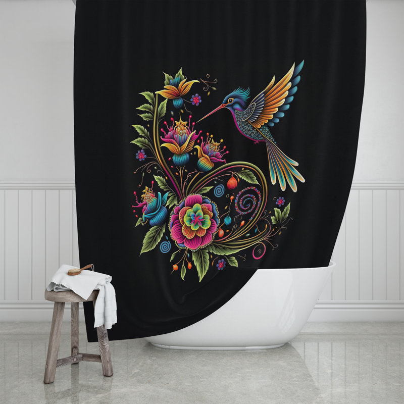 Floral Shower Curtain,  72" H x 70" W 