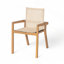 Chaise de salle à manger, ensemble de 2, structure en teck et textile beige