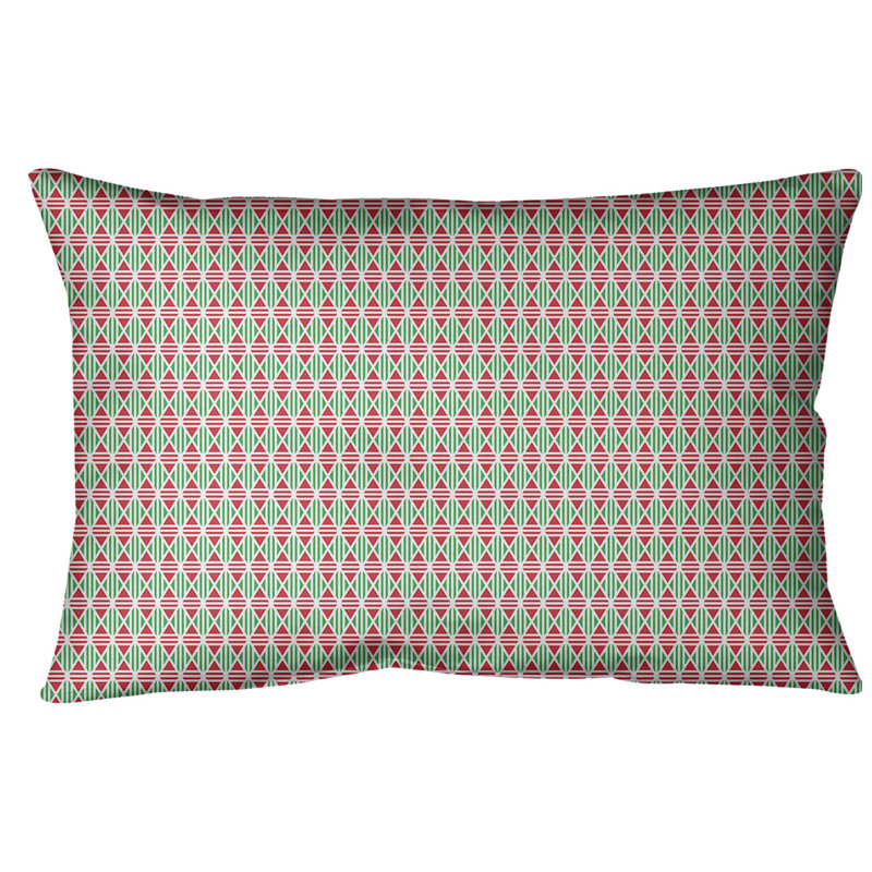 Coussin lombaire géométrique, Vert / Rouge