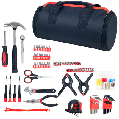Ensemble d'outils à main 86 pièces avec sac à roulettes - trousse à outils avec tournevis, pinces, clés et plus encore - idéal pour la maison ou la voiture