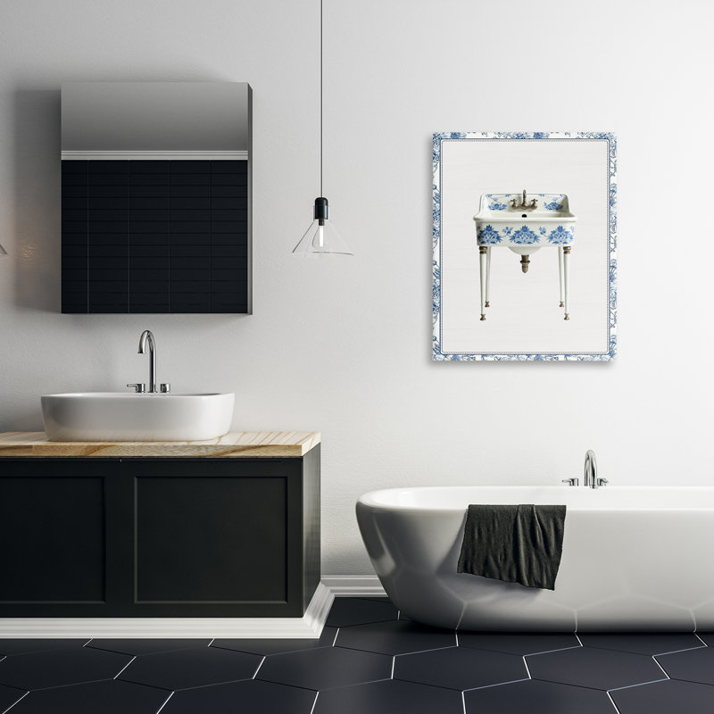 Toile de lavabo rétro de style chinoiserie, design par lettré et doublé, H 40 po x l 30 po