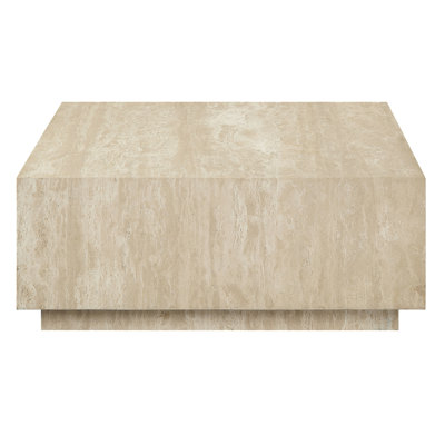 Elegant Beige Coffee Table, 14In Height, Plywood Made Study Desk, 35In Long, Build
