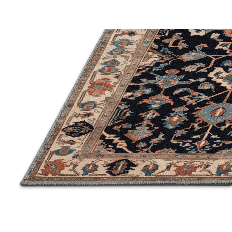 Tapis persan gris lavable à la machine, Rectangulaire 8 pi x 12 pi