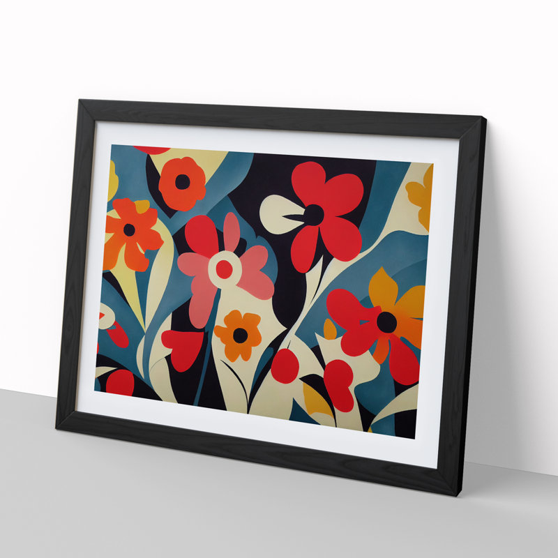 Evolving Abstract Flowers - Framed Print, Black, 34cm H x 46cm W x 2cm D