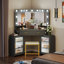 Ensemble de coiffeuse de maquillage moderne avec miroir et armoires Modern Corner-1932705152