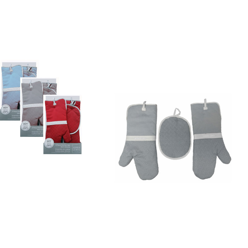 Ensemble de 3 pièces cuisinier poignée et four à linge lin direct, Bleu