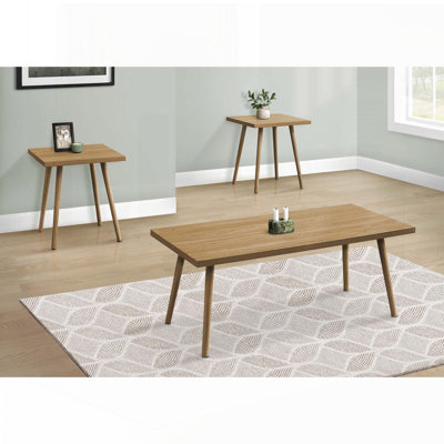 3-Piece Contemporary Coffee Table Set Light Walnut