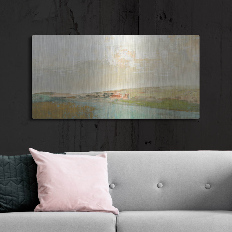 Art mural en métal «Long Lines» par Suzanne Nicoll Lark Manor ™, H 24 po x l 48 po