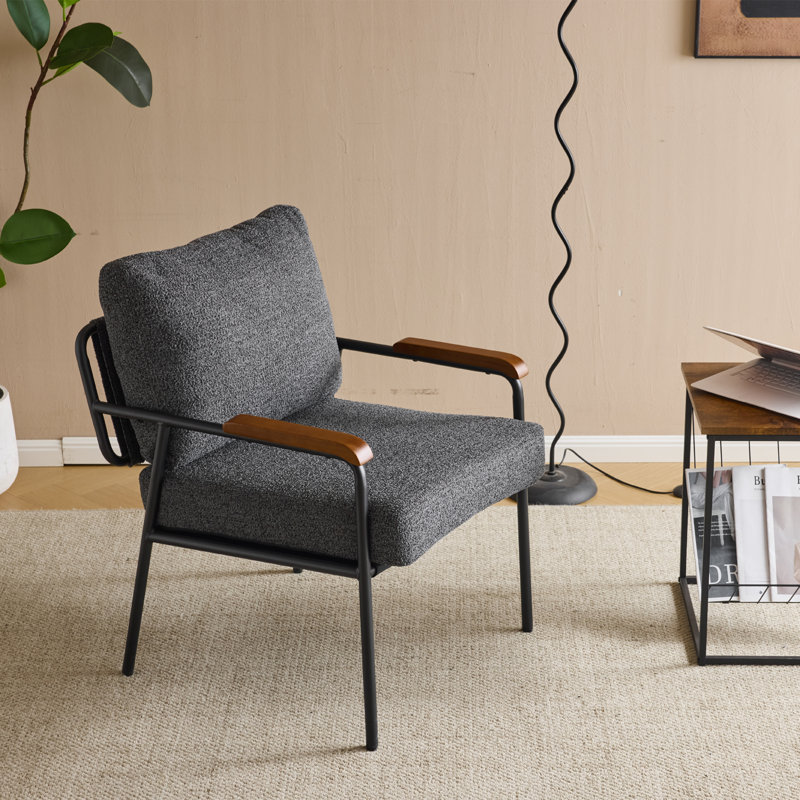 Lemley Modern Accent Chair Armchair For Living Room,Bedroom, Gray Linen