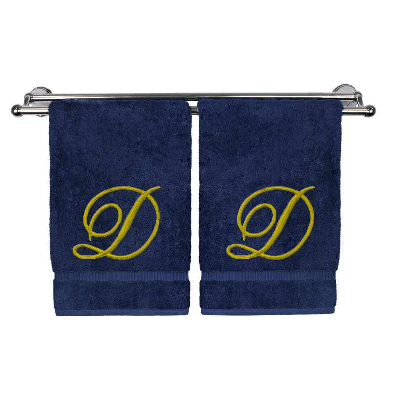 Super Plush Hand Towel, Navy/Gold, D