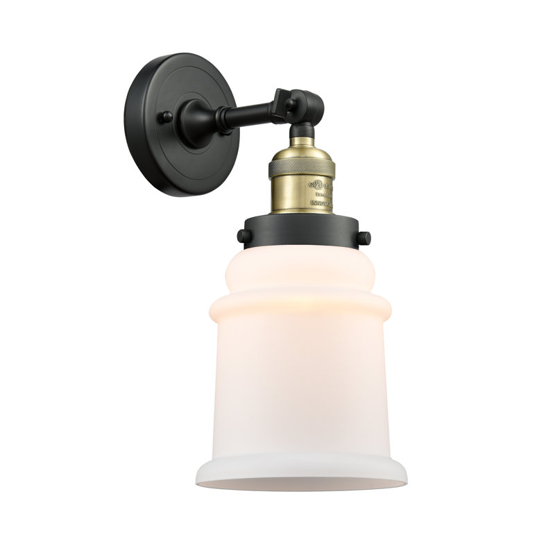Galaviz Dimmable Bath Sconce, 6 Watt Vinage LED Bulb, Black Antique Brass, Matte White Cased