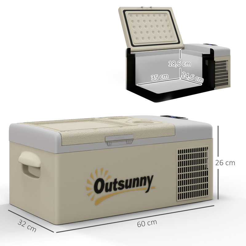 Outsunny 0.016m³ L Freestanding Mini Fridge, Brown