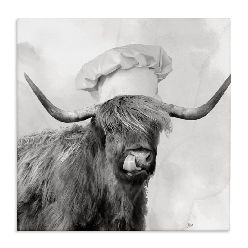 Kitchen Chef Cattle Canvas, design by Nan, 17" H x 17" W