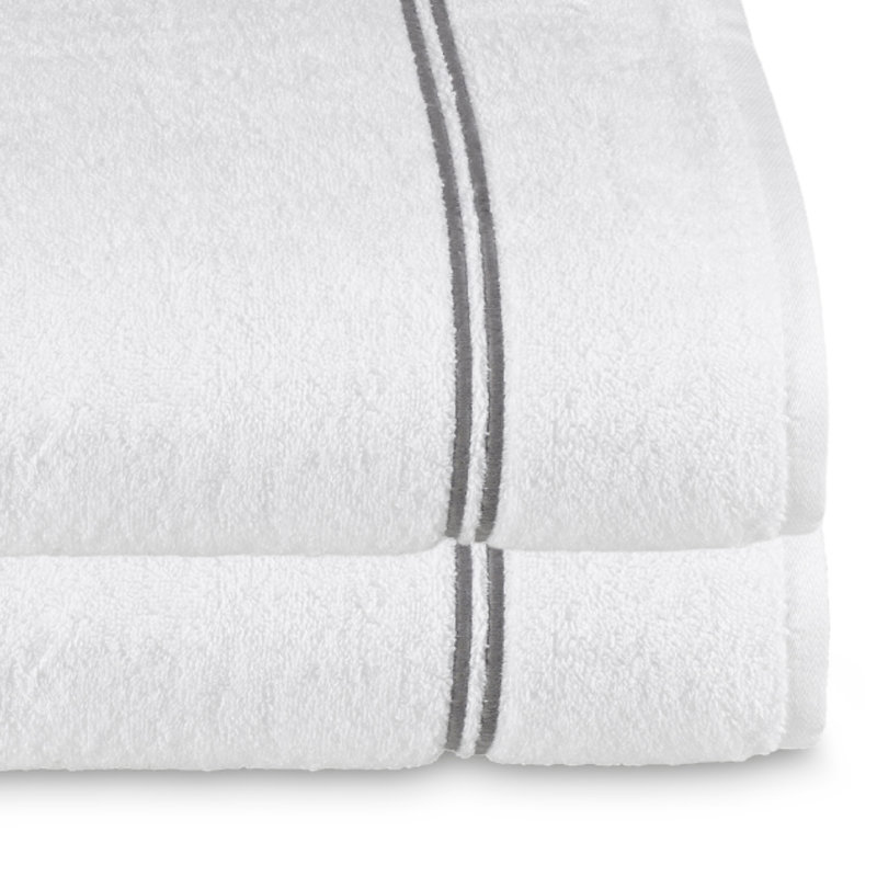 Glendell 3 Piece Turkish Cotton Towel Set, White/Stone
