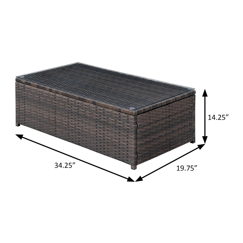34.25" W Contemporary Coffee Table, Brown/Beige