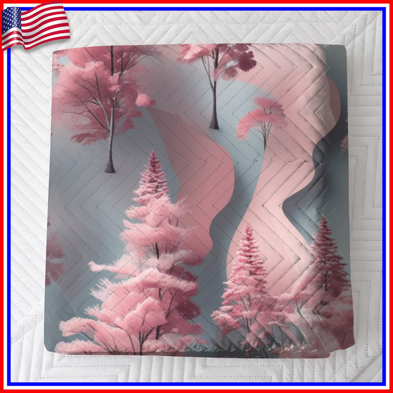 Couvre-lit matelassé Pink Forest Landscape, Grand lit