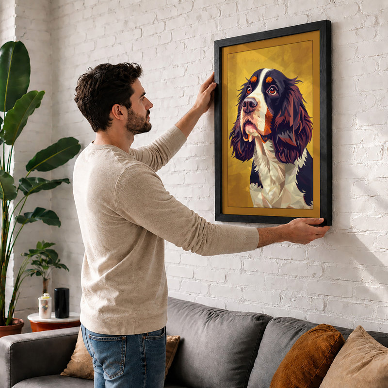Gentle Spaniel Modern - Framed Print, A1 - 84.1 x 59.4 cm, Oak