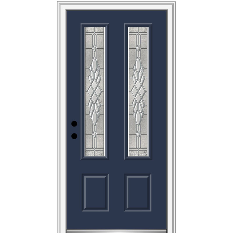 Porte d'entrée pré-montée en fibre de verre 2 ou 3 panneaux Grace Grace, Noir / blanc brillant, Ouverture à droite