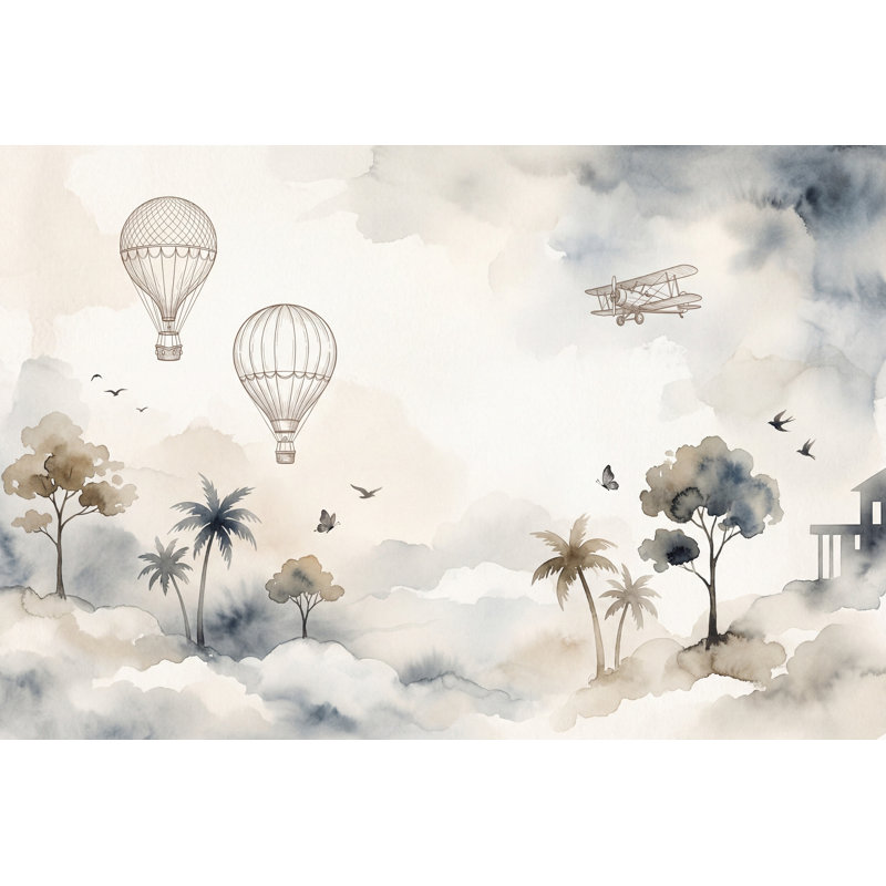 Décoration murale amovible Cloudscape, 120 po x 96 po, Peler et coller