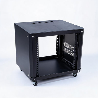 9U Open Frame Rolling Network & AV Equipment Rack with Casters & Built-in Handles, Heavy Duty Carbon Steel Server Cabinet for 19 Inch Audio, IT & Musical Devices