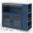Navy Rolling Kitchen Island With Extendable Table, LED Lights, Power Outlets, Storage Cabinet & Open Shelves-1685862790