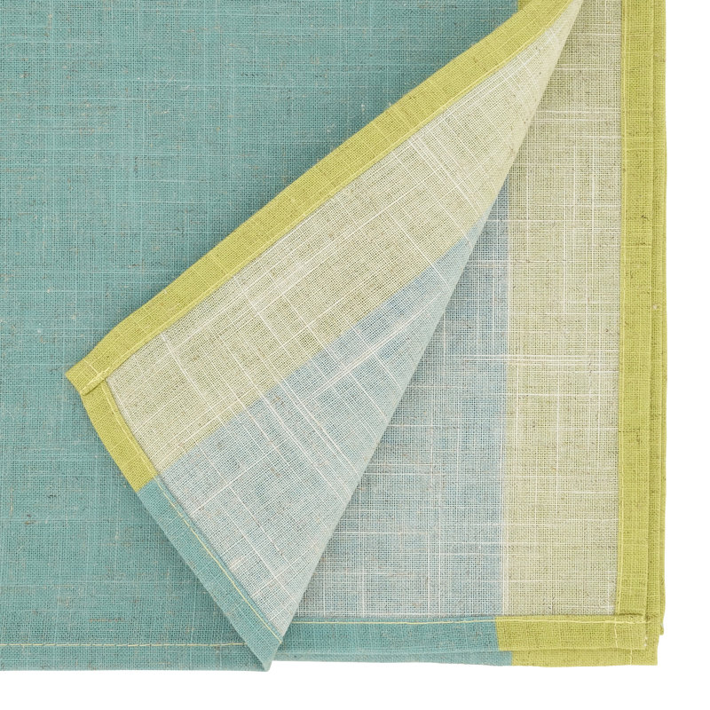 Turquoise and Yellow Polyester Rectangle Table Runner